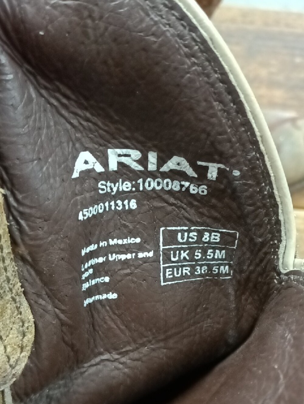 Ariat Brown Leather Boots with White Trim - Picture 2 of 8